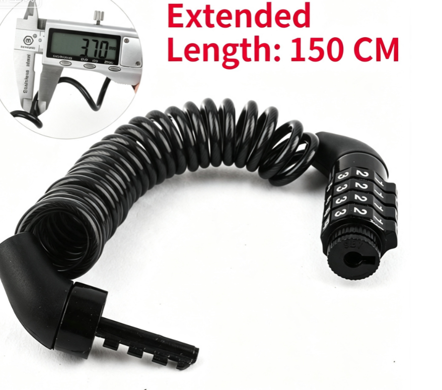 4 Digit Combination Helmet Cable Lock, Anti-Cut Steel Lightweight Lock for Motorcycle Helmet, Bike Wheel, Stroller & Luggage