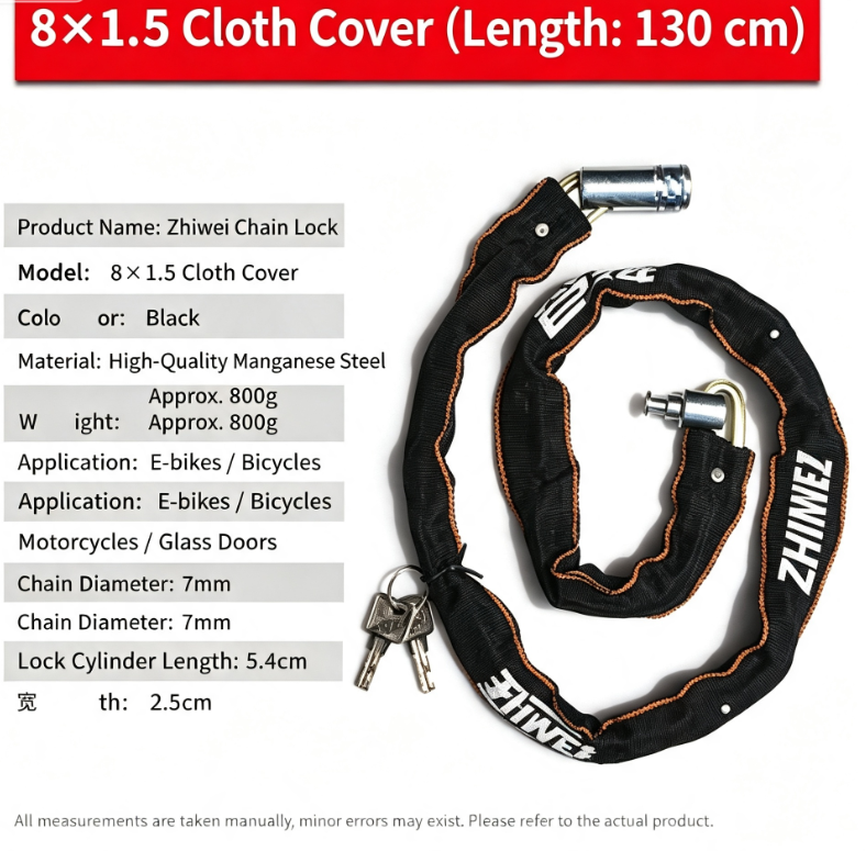 Motorcycle Chain Lock Security Bike Lock with Non Woven Cloth Cover Galvanized Coating for Mobility Scooter and Bike