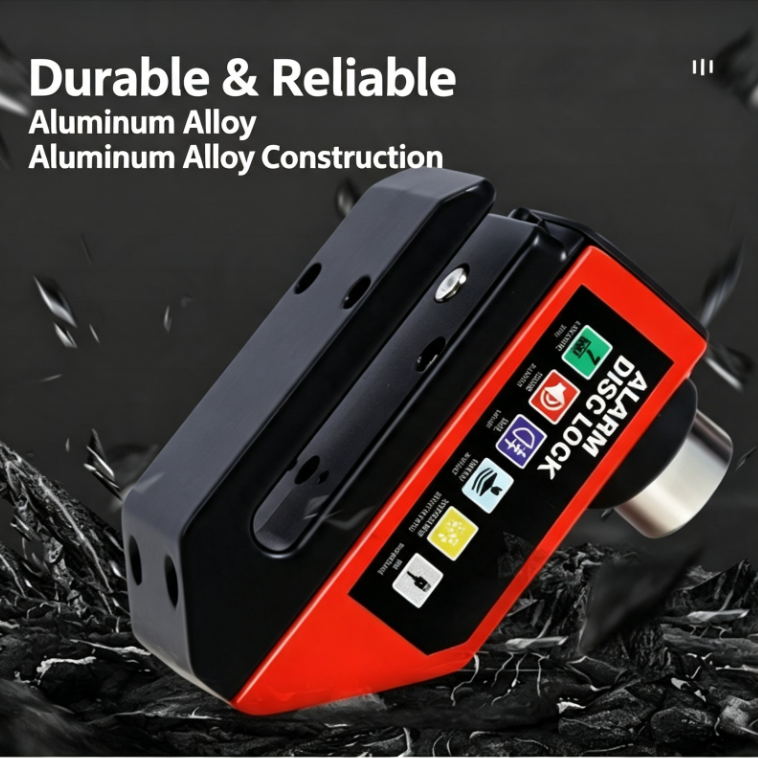 Alarm Disc Brake Lock, Rechargeable Tail Light Anti‑Theft Security Lock for Motorcycle, E‑Bike & Bicycle