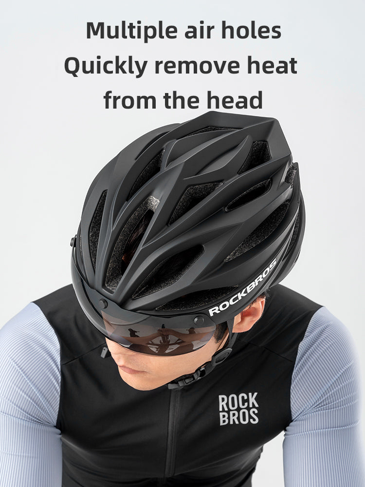 ROCKBROS Trail Helmet with Magnetic Goggles, Ionic+® Technology, and Adjustable Fit