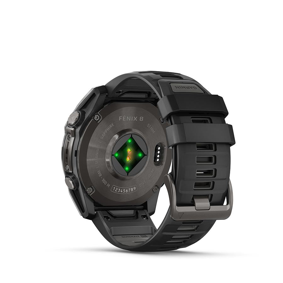 Garmin, fenix 8 AMOLED Sapphire 51mm, Watch, Watch Color: Titanium, Wristband: Orange/ Graphite - Silicone