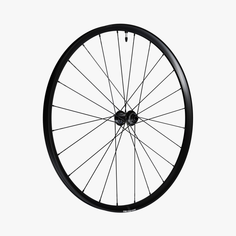 WHEEL, WH-RX180-700C, F&R:24H, FOR 12S, OLD:100/142MM, F/R:12MM E-THRU, TUBELESS, W/TL TAPE, FOR CL DISC, MICRO SPLINE
