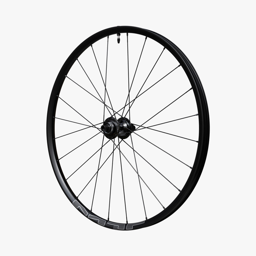 WHEEL, WH-MT620-B-29, F&R:24H, FOR 12S, F:15/R:12MM E-THRU, TUBELESS, OLD:110/148MM, BLACK, W/ STD STICKER, CL DISC