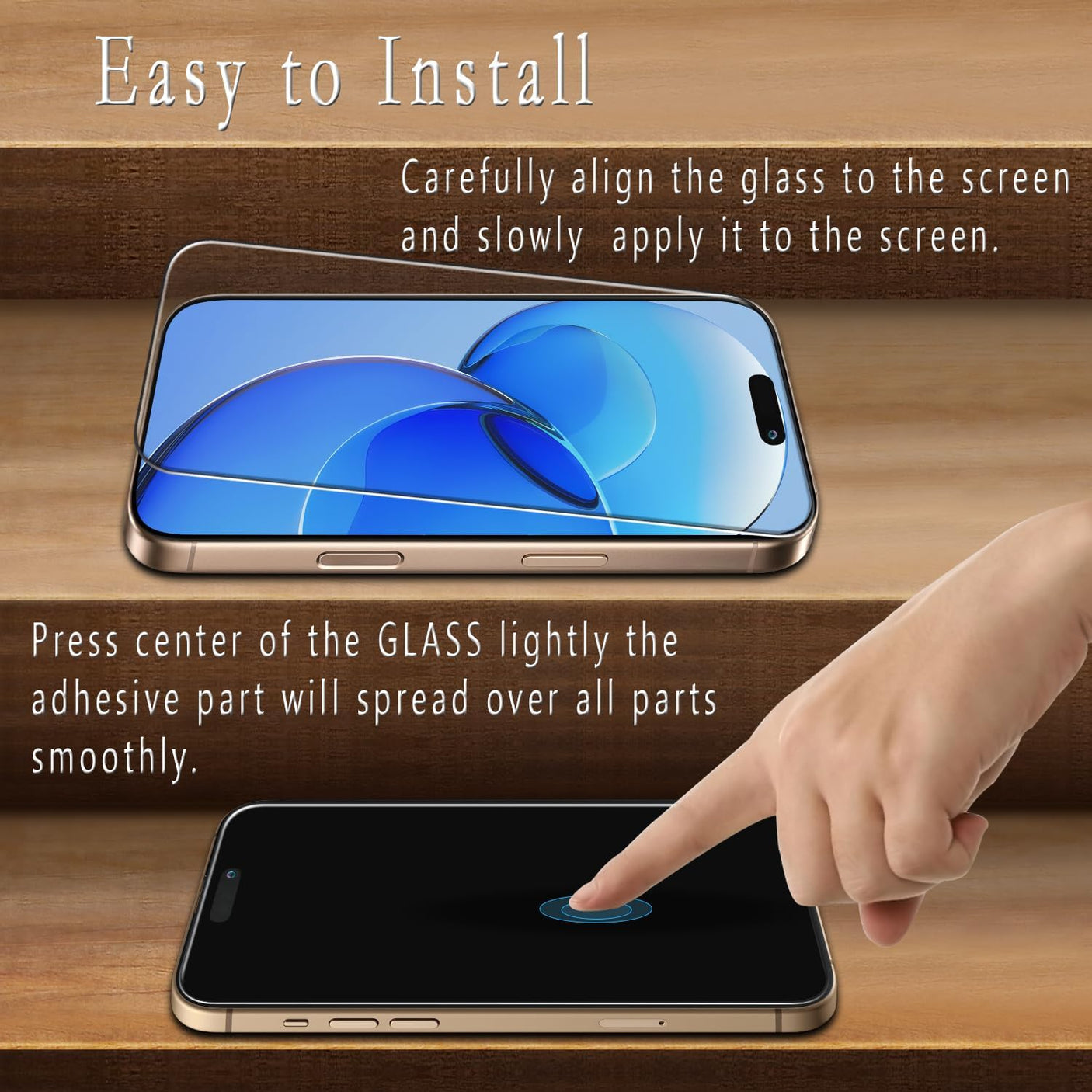 2 Pack Screen Protector for iPhone 16 Pro Max Tempered Glass Full Coverage, Anti Scratch, Bubble Free