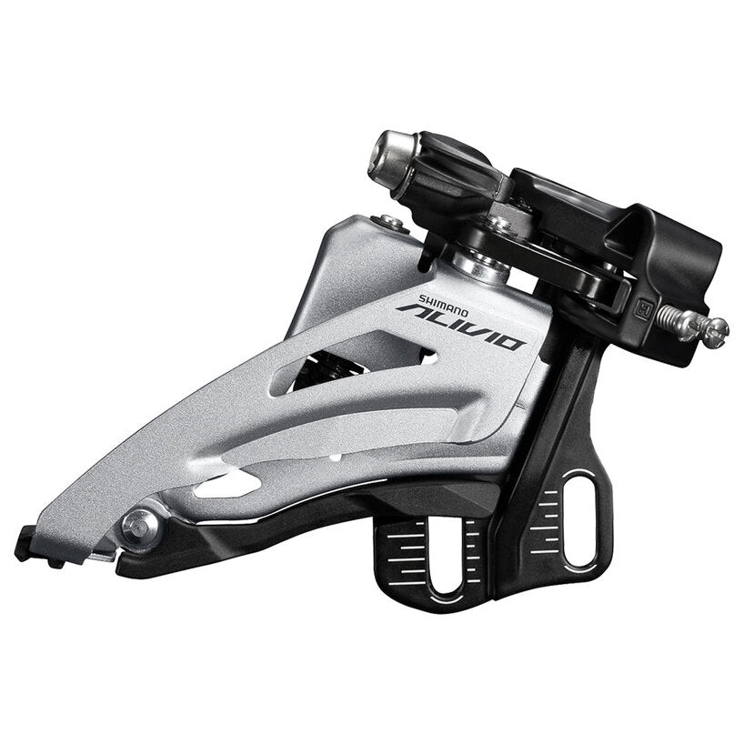 FRONT DERAILLEUR, FD-M3120-M, ALIVIO, FOR 2X9, MID CLAMP, SIDE SWING, 34.9MM BAND (W/31.8 & 28.6MM ADAPTER), CS-ANGLE: 64-69, FOR TOP GEAR: 36T, CL: 48.8MM