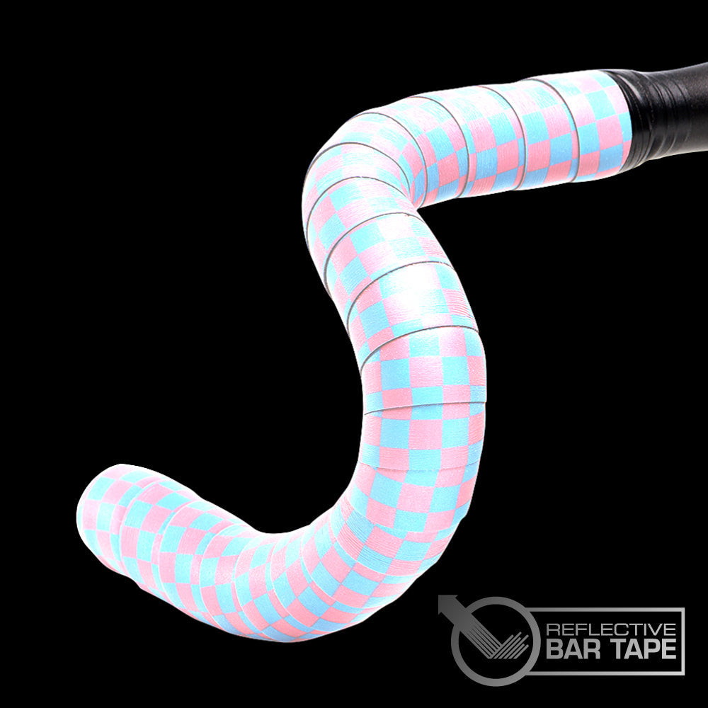 (BT-REFBLPK) Reflective Bar Tape - Blue/Pink Checkered