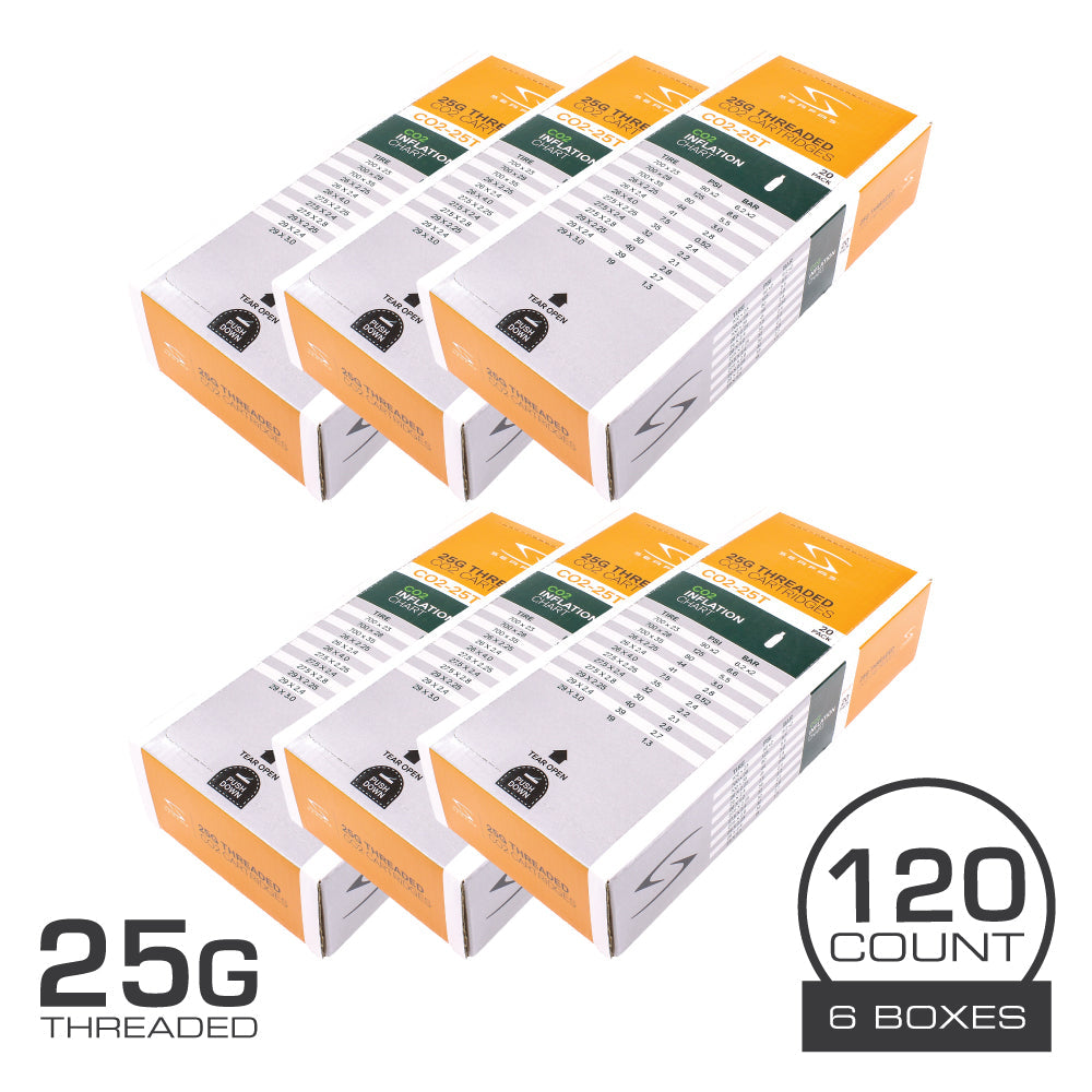 (CO2-25T120) 25 Gram CO2 Threaded Cartridge (120 Count)