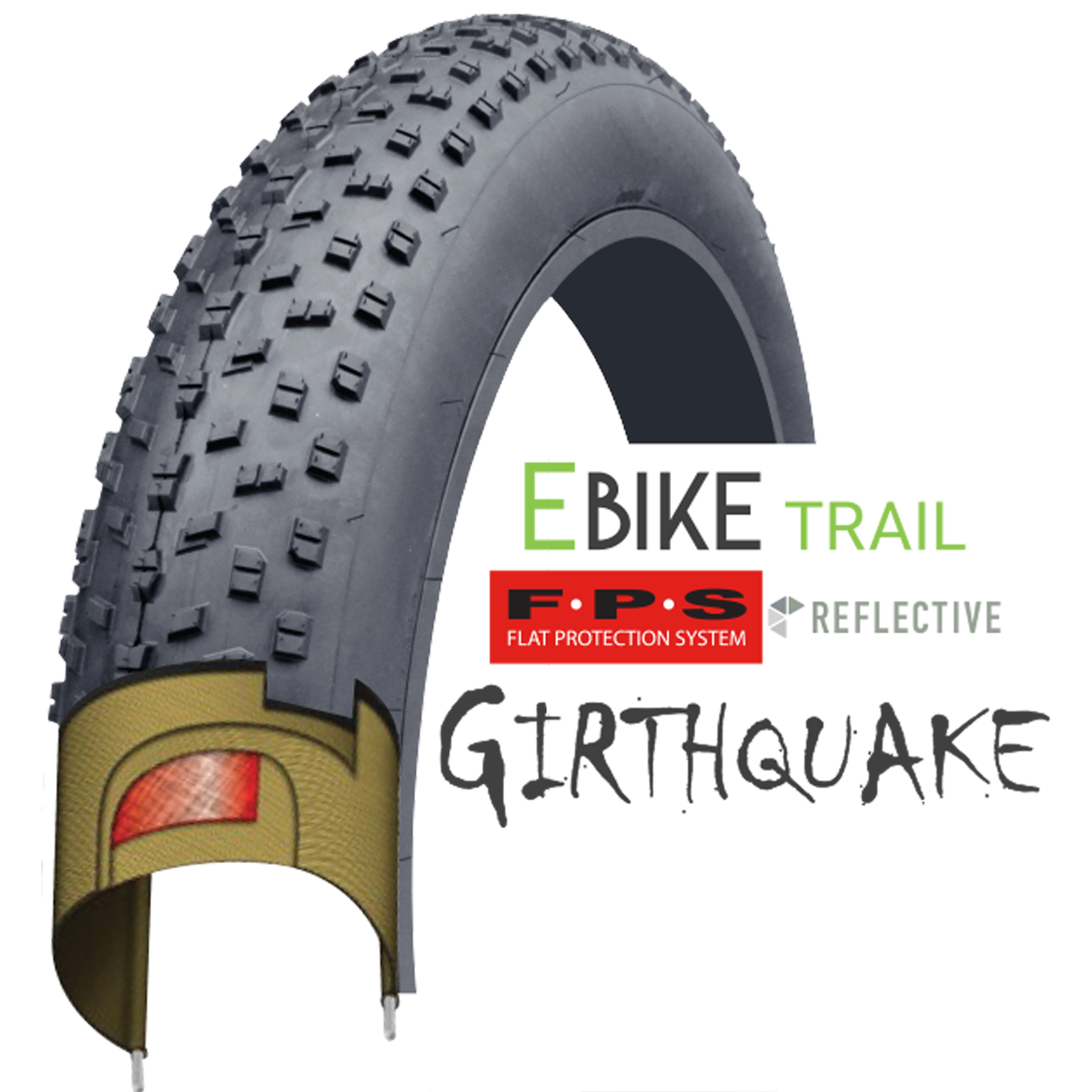 (E-GQ-20-4.0) GIRTHQUAKE 20 x 4.0 W/Reflective Sidewall Fat Tire