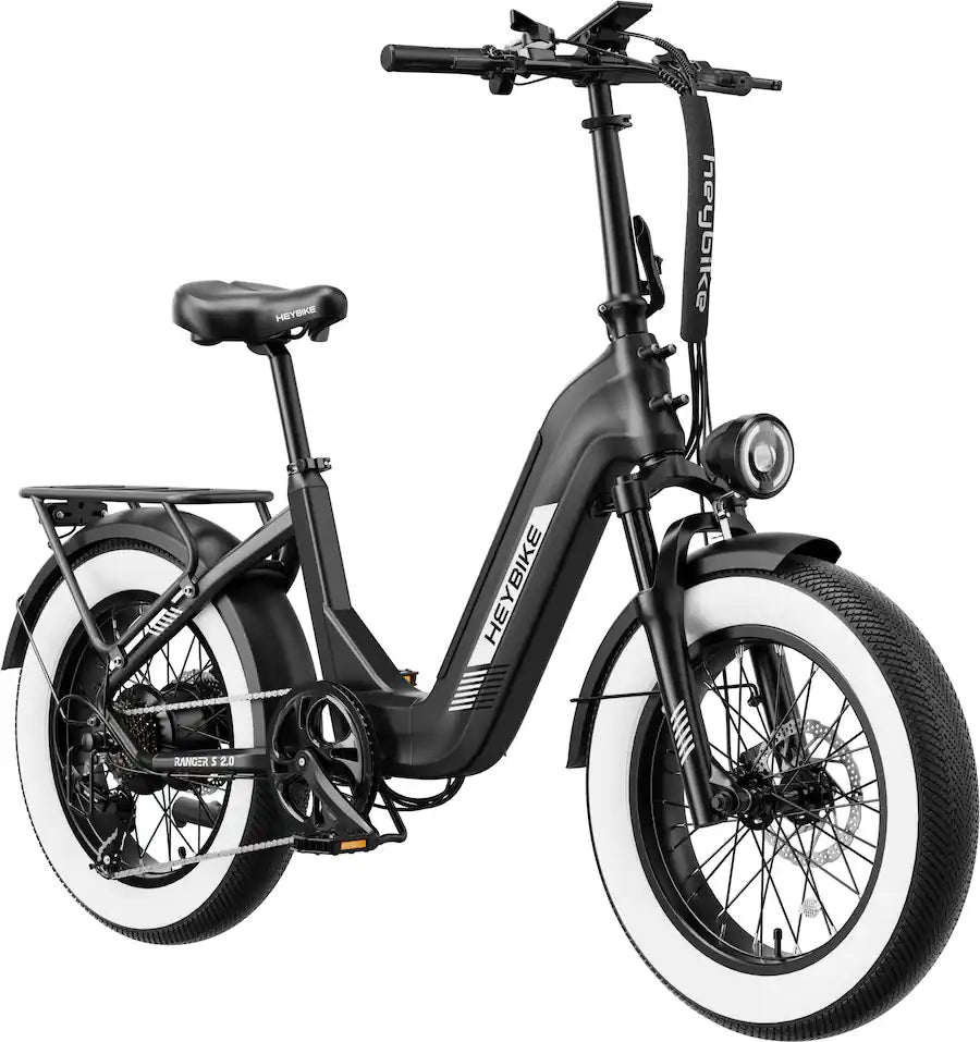 Heybike Ranger S 2.0 Foldable Step-Thru Fat-Tire 750W Ebike, 55 Miles Max Range, 28MPH - UL Certified - Black