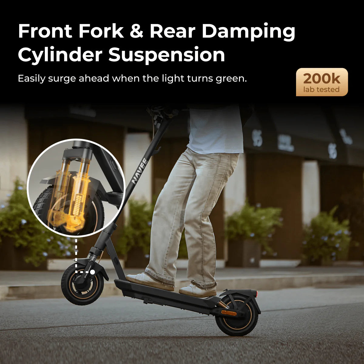 NAVEE GT3 Max Electric Scooter|Dual Spring Shock Suspension|46.6miles Eco-range|1000W