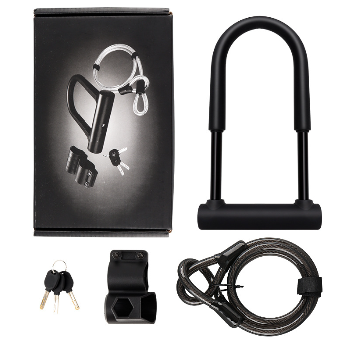 Heavy Duty Anti-Theft U Lock for Bicycle E-Bike Scooter, Hardened Steel Shackle with Silicone Cover, Comes with Keys, Mount Bracket & Security Cable