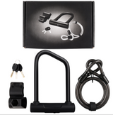 Heavy Duty Anti-Theft U Lock for E-Bike Scooter Motorcycle, Hardened Steel Shackle with Security Cable & 3 Spare Keys