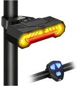 Smart Bike Tail Light, Wireless Remote Turn Signals with 120dB Audio Warning & Virtual Lane Projection, USB-C Rechargeable Rear Cycling Light, IP65 Waterproof Anti-Collision Safety Signal