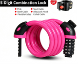 Resettable Combination Bicycle Lock with Mounting Bracket, Fits Scooter & Motorcycle