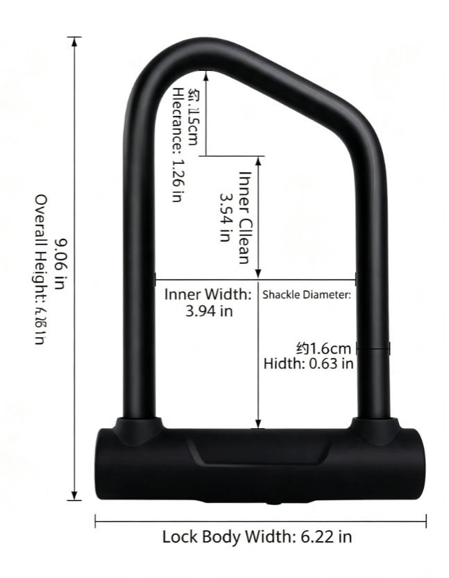 Heavy Duty Anti-Theft U Lock for E-Bike Scooter Motorcycle, Hardened Steel Shackle with Security Cable & 3 Spare Keys