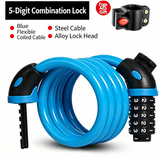 Resettable Combination Bicycle Lock with Mounting Bracket, Fits Scooter & Motorcycle