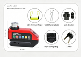 Alarm Disc Brake Lock, Rechargeable Tail Light Anti‑Theft Security Lock for Motorcycle, E‑Bike & Bicycle