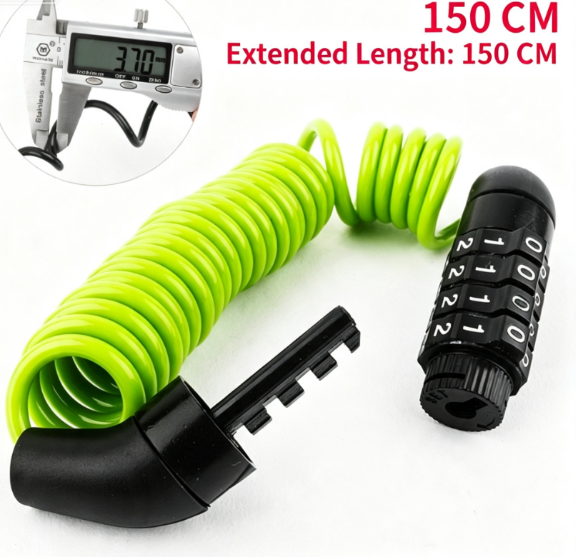 4 Digit Combination Helmet Cable Lock, Anti-Cut Steel Lightweight Lock for Motorcycle Helmet, Bike Wheel, Stroller & Luggage