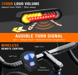 Smart Bike Tail Light, Wireless Remote Turn Signals with 120dB Audio Warning & Virtual Lane Projection, USB-C Rechargeable Rear Cycling Light, IP65 Waterproof Anti-Collision Safety Signal