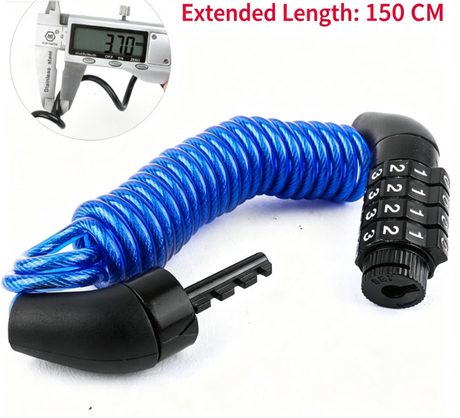 4 Digit Combination Helmet Cable Lock, Anti-Cut Steel Lightweight Lock for Motorcycle Helmet, Bike Wheel, Stroller & Luggage