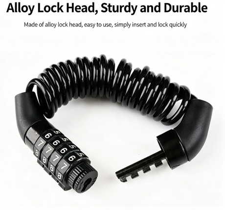 4 Digit Combination Helmet Cable Lock, Anti-Cut Steel Lightweight Lock for Motorcycle Helmet, Bike Wheel, Stroller & Luggage
