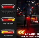 Smart Bike Tail Light, Wireless Remote Turn Signals with 120dB Audio Warning & Virtual Lane Projection, USB-C Rechargeable Rear Cycling Light, IP65 Waterproof Anti-Collision Safety Signal