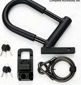 Heavy Duty Anti-Theft U Lock for Bicycle E-Bike Scooter, Hardened Steel Shackle with Silicone Cover, Comes with Keys, Mount Bracket & Security Cable