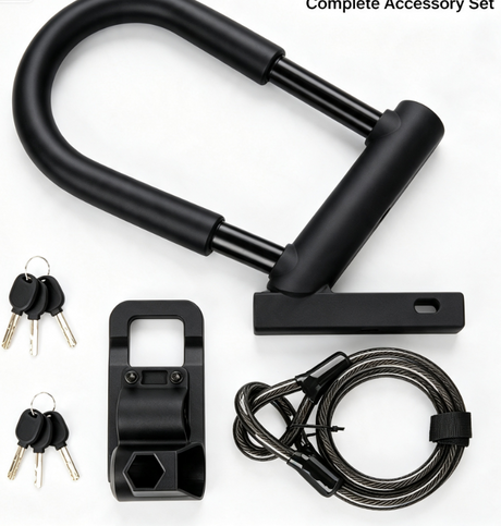 Heavy Duty Anti-Theft U Lock for Bicycle E-Bike Scooter, Hardened Steel Shackle with Silicone Cover, Comes with Keys, Mount Bracket & Security Cable