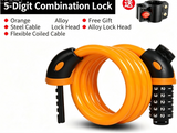 Resettable Combination Bicycle Lock with Mounting Bracket, Fits Scooter & Motorcycle