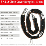 Motorcycle Chain Lock  Security Bike Lock with Non Woven Cloth Cover Galvanized Coating for Mobility Scooter and Bike