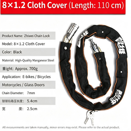 Motorcycle Chain Lock  Security Bike Lock with Non Woven Cloth Cover Galvanized Coating for Mobility Scooter and Bike