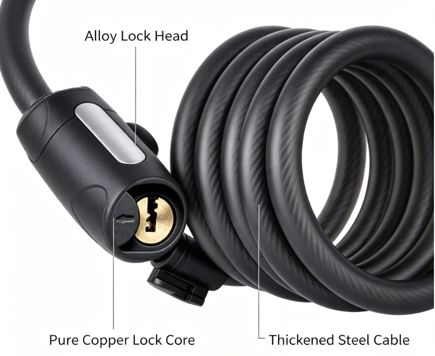 Heavy Duty Bike Cable Lock for E-Bike Scooter, Resettable Combination Steel Lock with Weatherproof PVC Cover