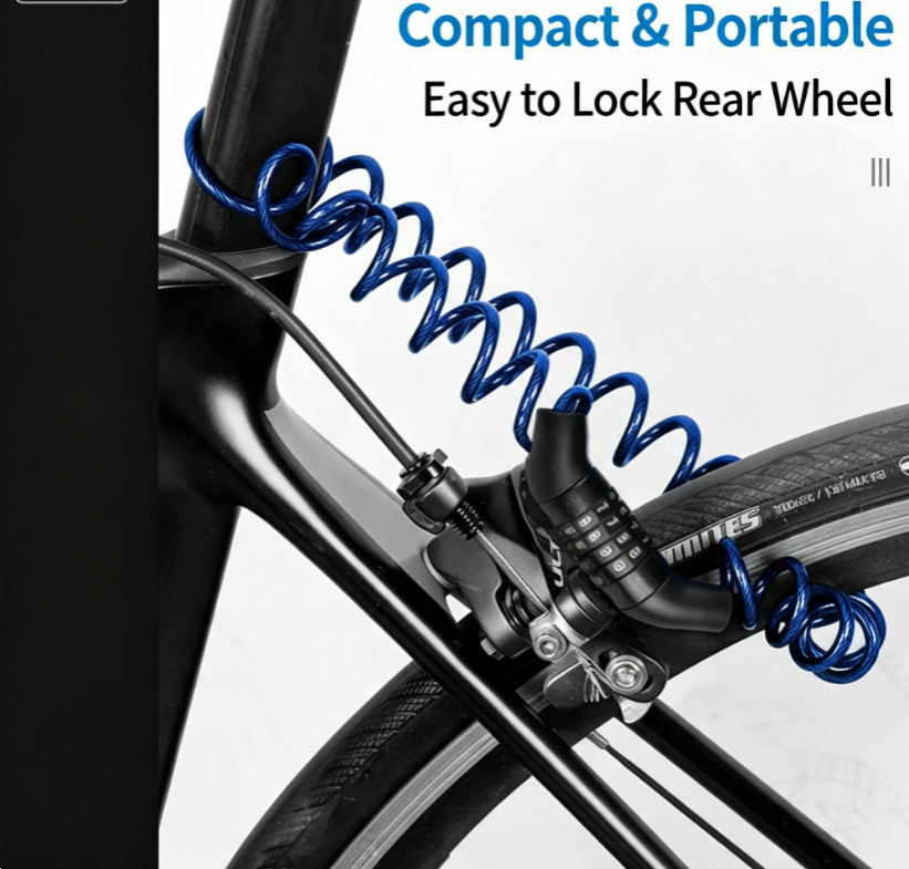 4 Digit Combination Helmet Cable Lock, Anti-Cut Steel Lightweight Lock for Motorcycle Helmet, Bike Wheel, Stroller & Luggage
