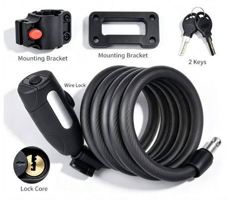 Heavy Duty Bike Cable Lock for E-Bike Scooter, Resettable Combination Steel Lock with Weatherproof PVC Cover