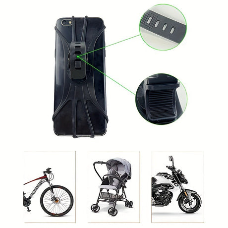 2 Pack Bike Phone Mount, Universal Silicone Bicycle Phone Holder with 360° Rotation, Shock-Resistant Handlebar Phone Mount for iPhone & Samsung, Fits 4.7–6.8" Phones, Easy Tool-Free Installation