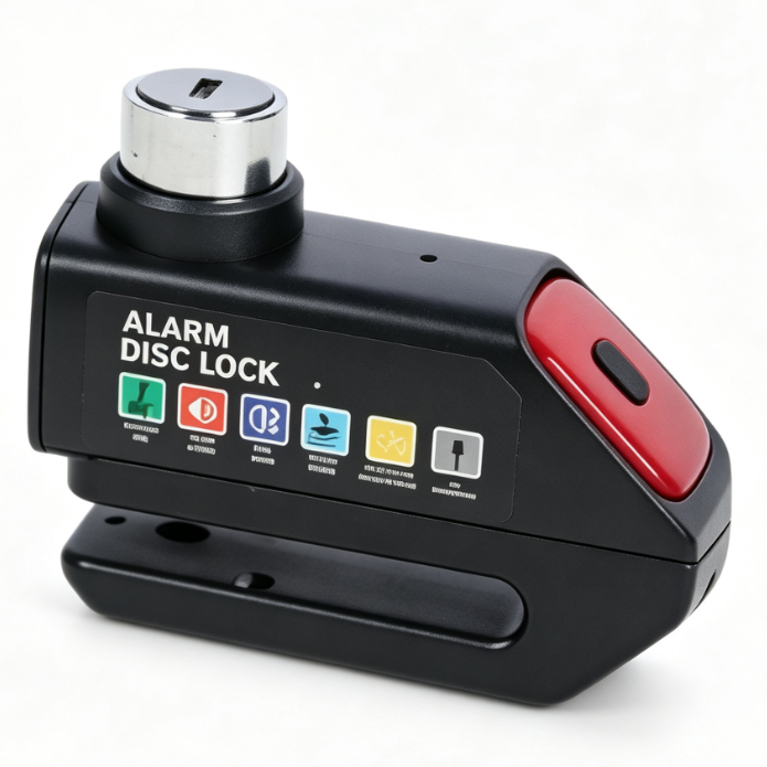 Alarm Disc Brake Lock, Rechargeable Tail Light Anti‑Theft Security Lock for Motorcycle, E‑Bike & Bicycle