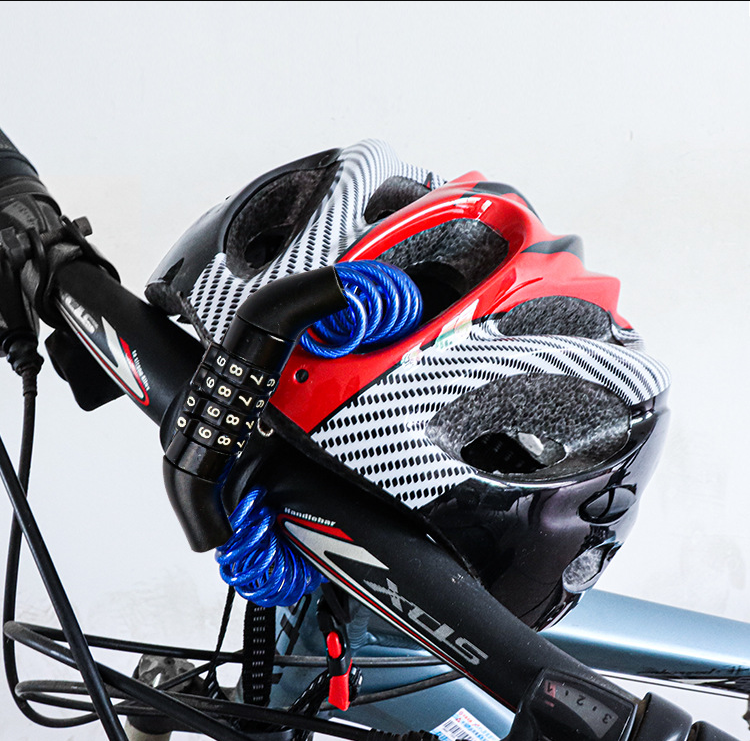 4 Digit Combination Helmet Cable Lock, Anti-Cut Steel Lightweight Lock for Motorcycle Helmet, Bike Wheel, Stroller & Luggage