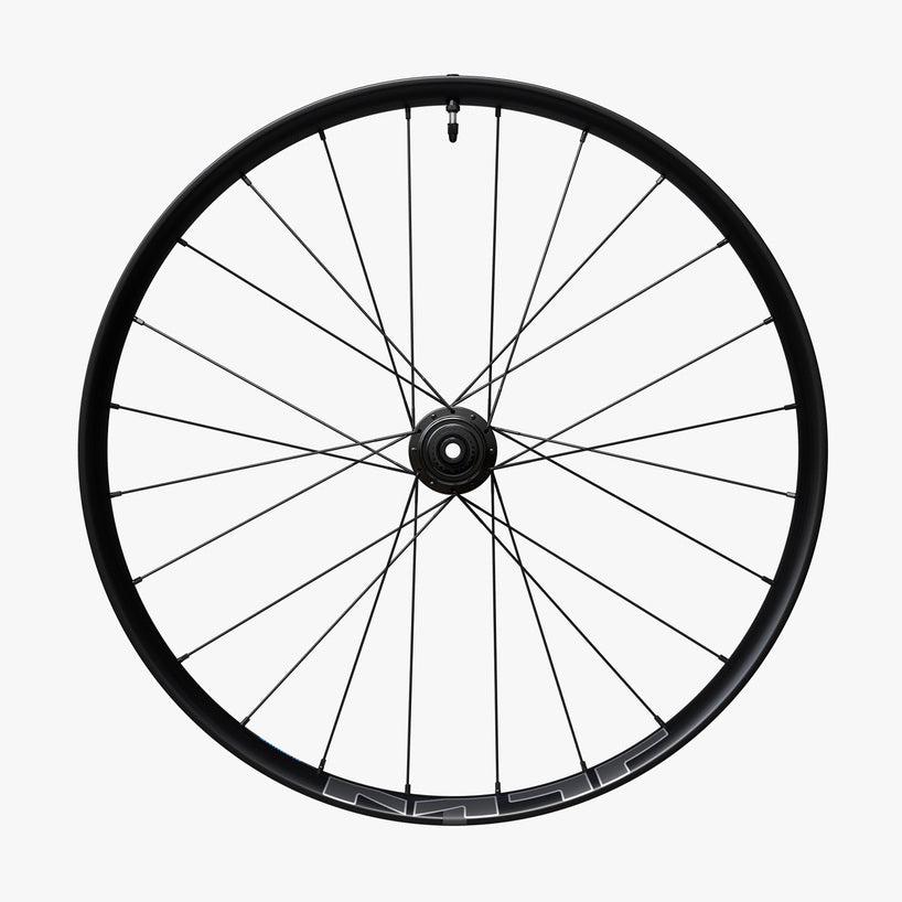 WHEEL, WH-MT620-B-27.5, FRONT, RIM:27.5, 24H, F:15MM E-THRU, TUBELESS, OLD:110MM, BLACK, W/ STANDARD STICKER, CL DISC