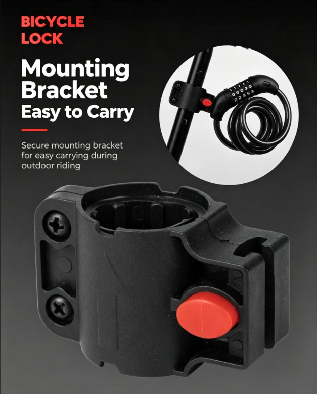 Resettable Combination Bicycle Lock with Mounting Bracket, Fits Scooter & Motorcycle