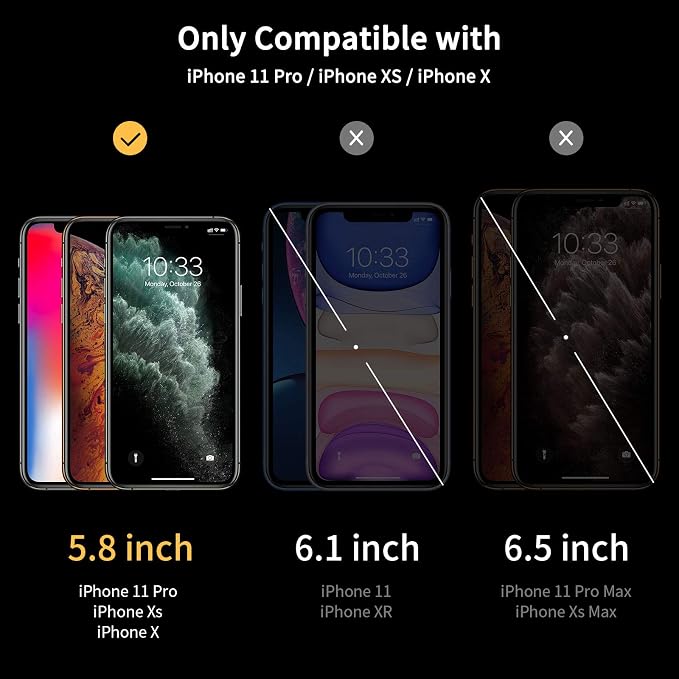Screen Protector for iPhone 11 Pro/Xs/X, 2-Pack HD Clear, Face ID Compatible, Anti-Scratch Glass