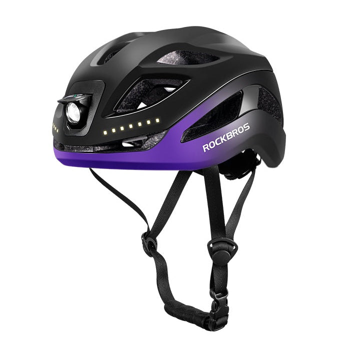 ROCKBROS Safety Warning Helmet with Built-In Lights and Adjustable Fit Electric USB