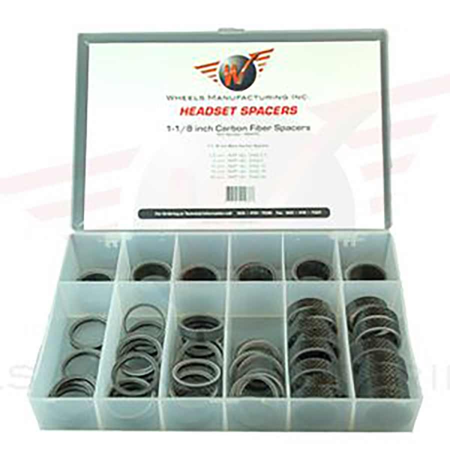Wheels Manufacturing, Gloss Carbon, Headset Spacer, 1-1/8'', Height: 5mm, Carbon, Black, 5pcs