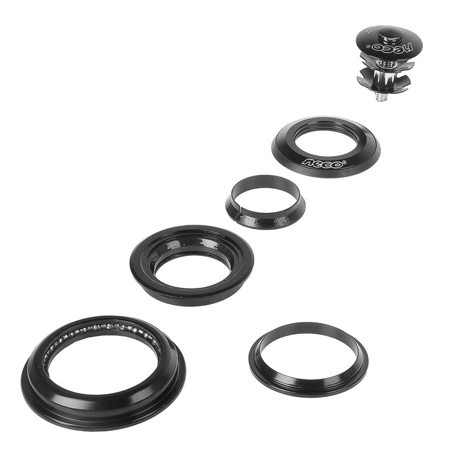 Neco, Neco 1 1/8" - 1 12" Semi, Headset, : ZS44/28.6 | ZS56/40, ZeroStack, Complete, Black
