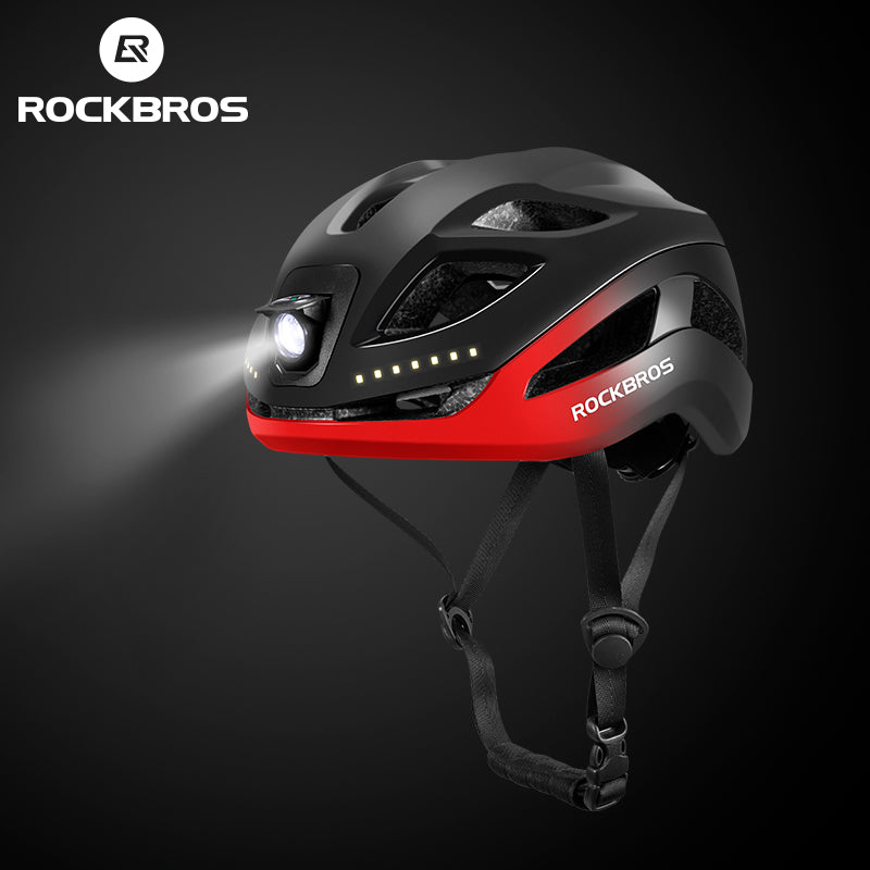 ROCKBROS Safety Warning Helmet with Built-In Lights and Adjustable Fit Electric USB