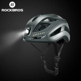 ROCKBROS Safety Warning Helmet with Built-In Lights and Adjustable Fit Electric USB