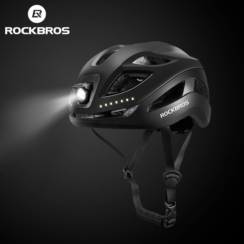 ROCKBROS Safety Warning Helmet with Built-In Lights and Adjustable Fit Electric USB