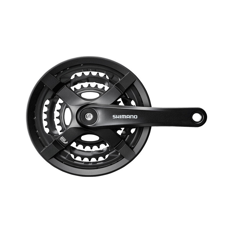 FRONT CHAINWHEEL, FC-TY501, FOR REAR 6/7/8-SPEED, 170MM, 48X38X28T W/CHAIN GUARD, W/CRANK FIXING BOLT, BLACK