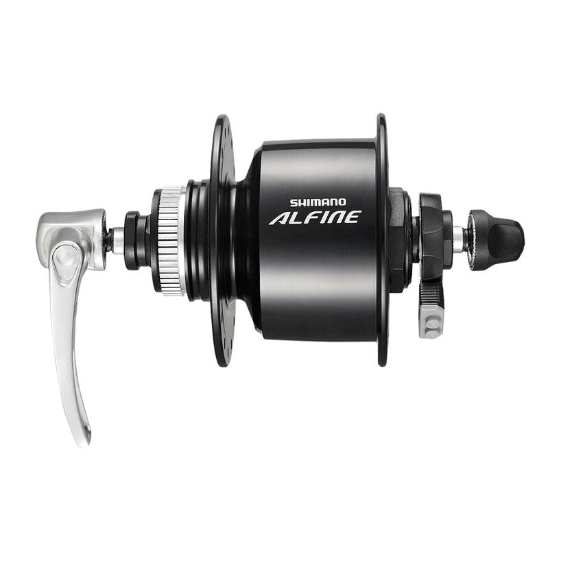 HUB DYNAMO, DH-S501, ALFINE QR-TYPE, FOR CL DISC ROTOR(W/O LOCK RING)6V3W 36H, OLD:100MM, BLACK, W/ROTOR MOUNT COVER