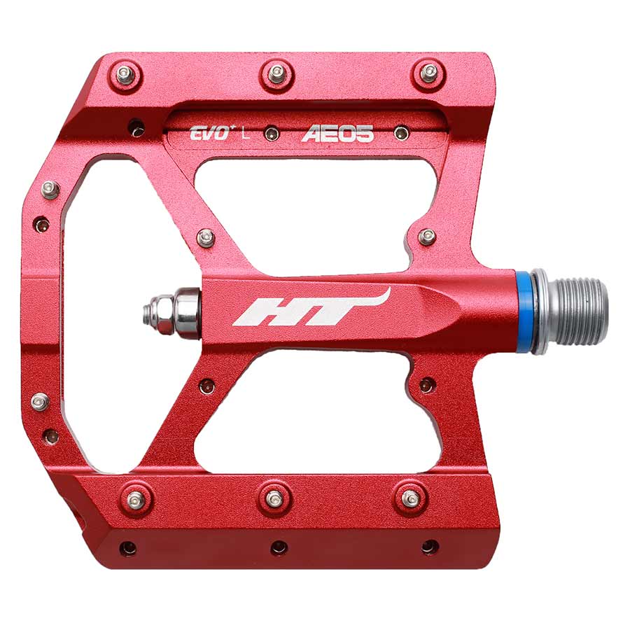 HT Components, AE05, EVO+, Platform Pedals, Body: Aluminum, Spindle: Cr-Mo, 9/16'', Red, Pair