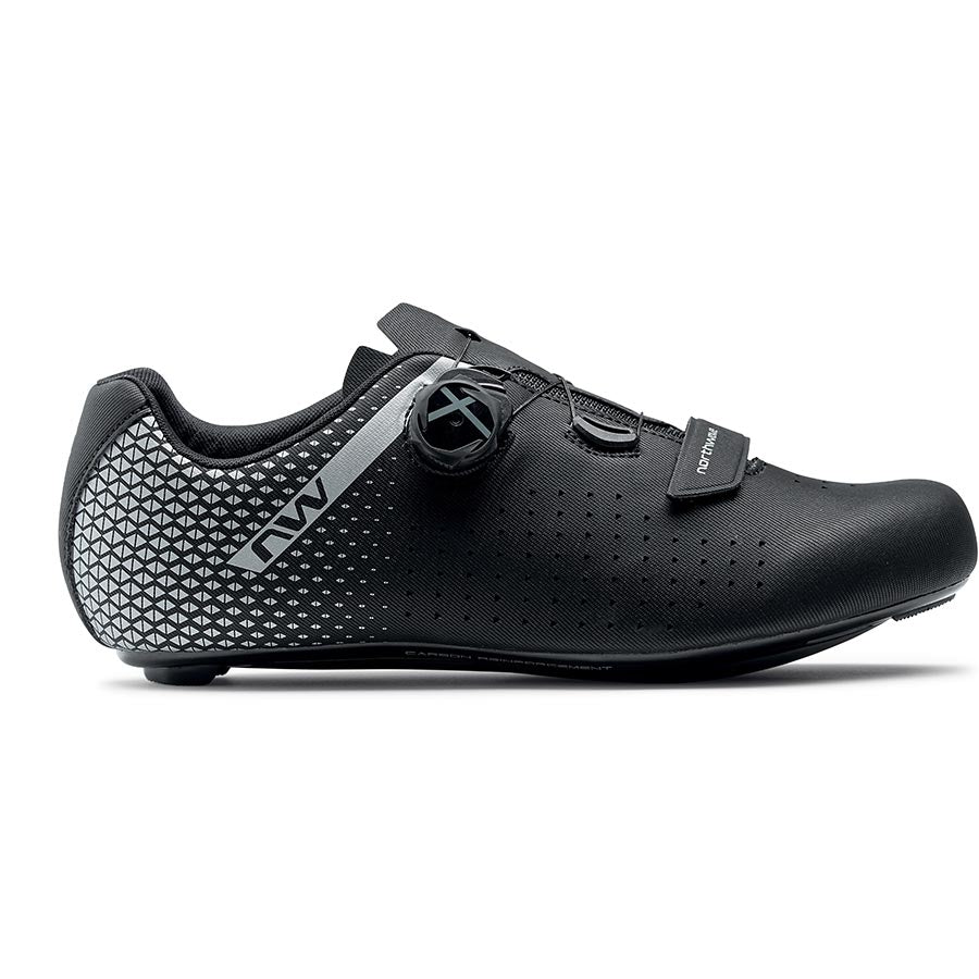 Northwave, Core Plus 2 Wide, Road Shoes, Black/Silver, 43